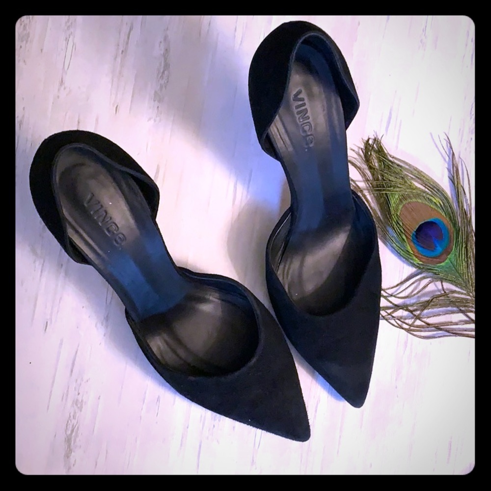 VINCE Suede D’Orsay Heel Pumps 9.5 Celeste